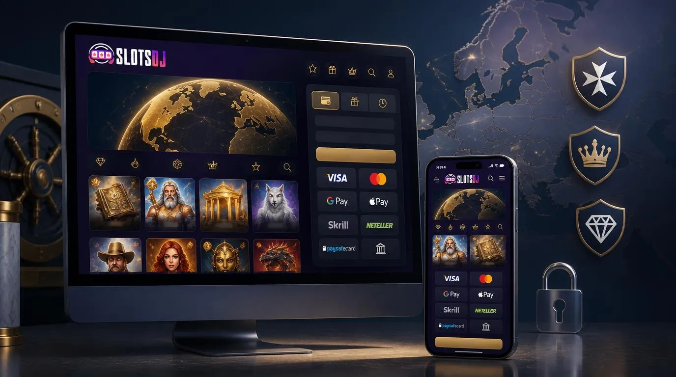 Casino-Oberfläche mit Sicherheitsbadge, internationalem Lizenzschutz und übersichtlichem Zahlungsbereich