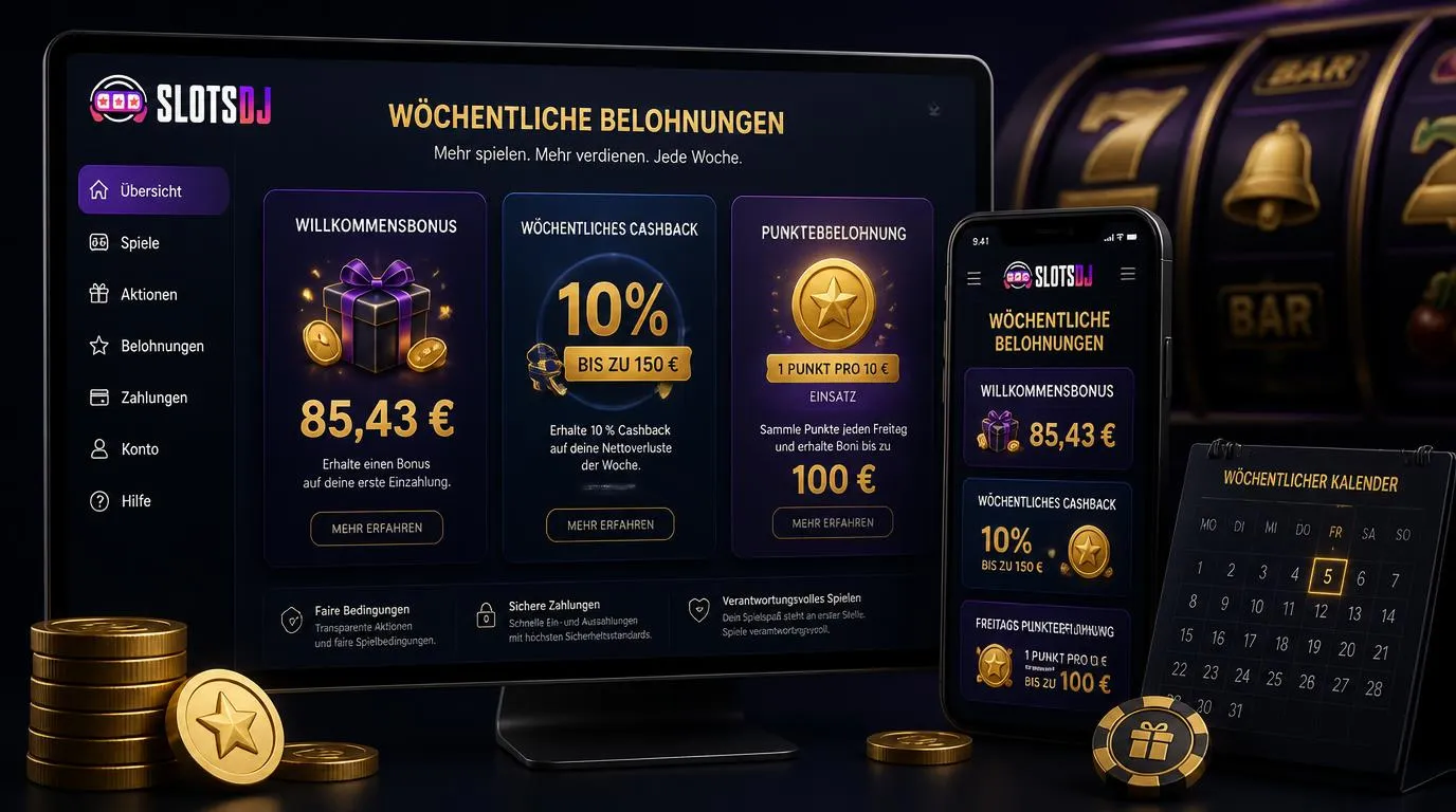 Bonusübersicht mit Cashback, Punkten und Freitagsprämien für deutsche Casinonutzer